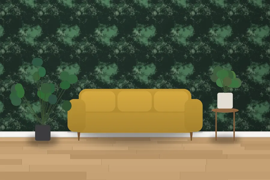 Harlow Watercolour Wash Wallpaper in Forest Night