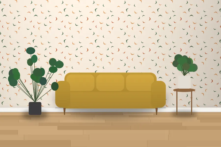 Willoughby Boomerang Wallpaper in Terracotta Sun
