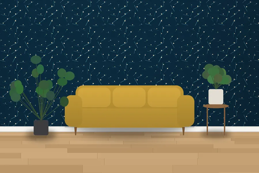 Vaughan Line & Dot Wallpaper in a room