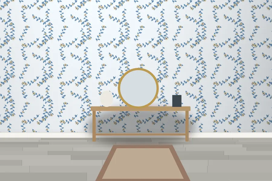Finch Briar Rose Wallpaper in Coastal Blue