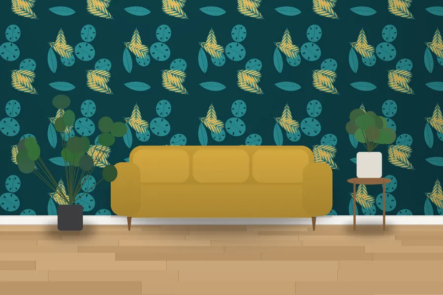 Salter Banana Leaf Wallpaper in a room