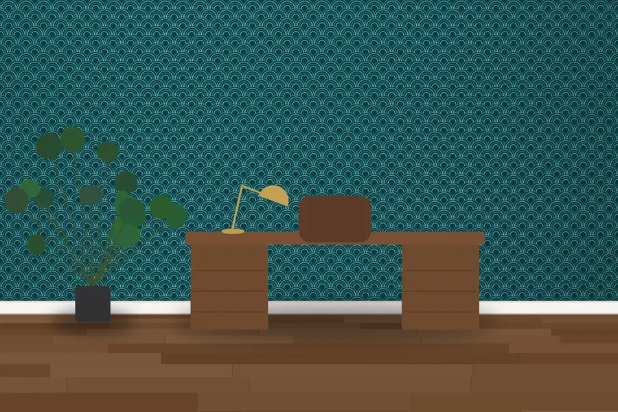Corbin Seigaiha Wave Wallpaper in a room