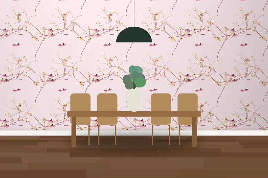 Granger Cherry Bough Wallpaper in a room