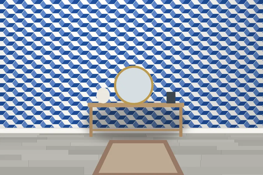 Denby Tumbling Block Wallpaper in a room