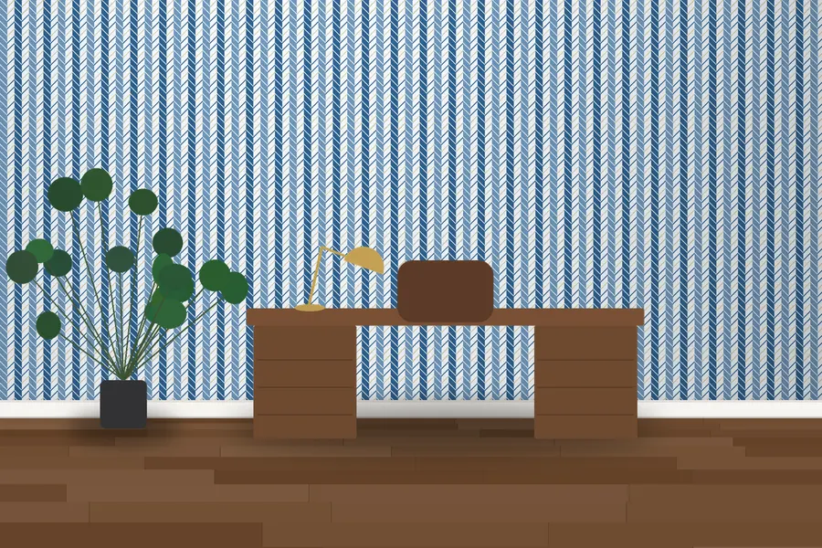 Greaves Herringbone Wallpaper in a room