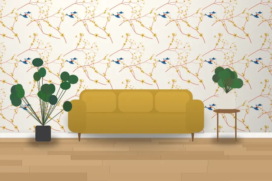 Chelmer Songbird Wallpaper in Riviera