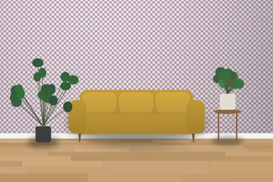 Corbin Interlocking Circle Wallpaper in a room