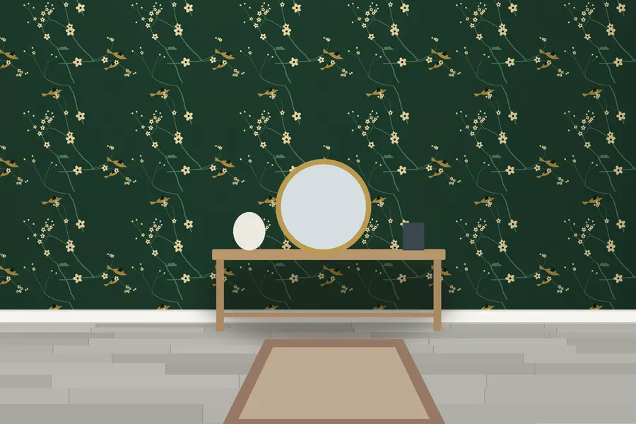 Gresham Cherry Bough Wallpaper in a room
