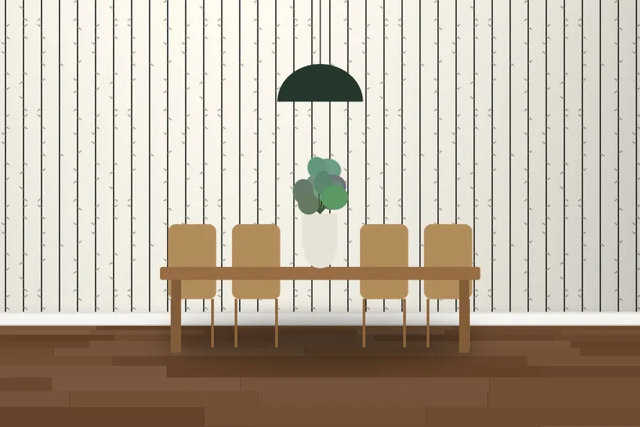 Sutton Bamboo Trellis Wallpaper in Ink on Paper
