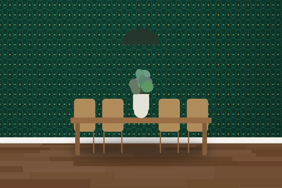 Cressida Ogee Trellis Wallpaper in Emerald Gold