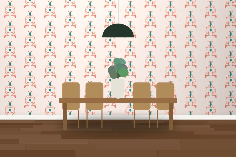 Jessamy Regency Damask Wallpaper in a room