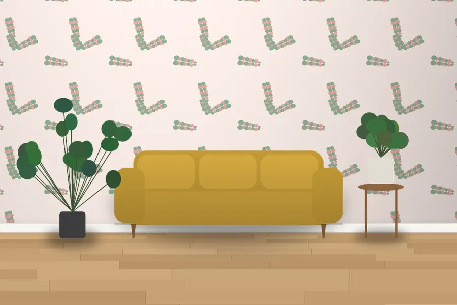 Haywood Eucalyptus Wallpaper in Blush Petal