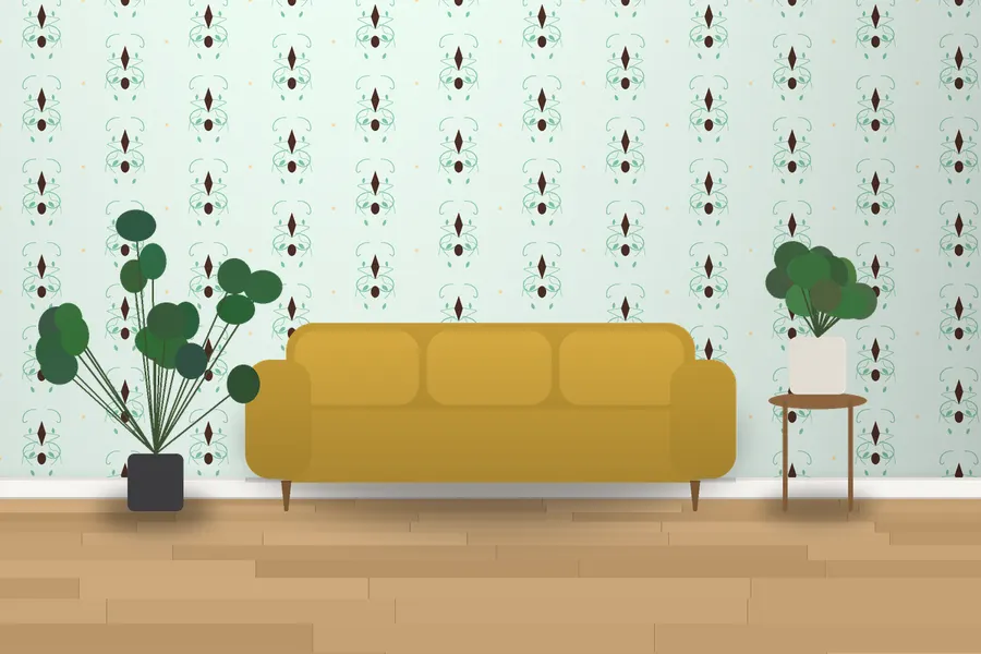 Spencer Baroque Damask Wallpaper in a room