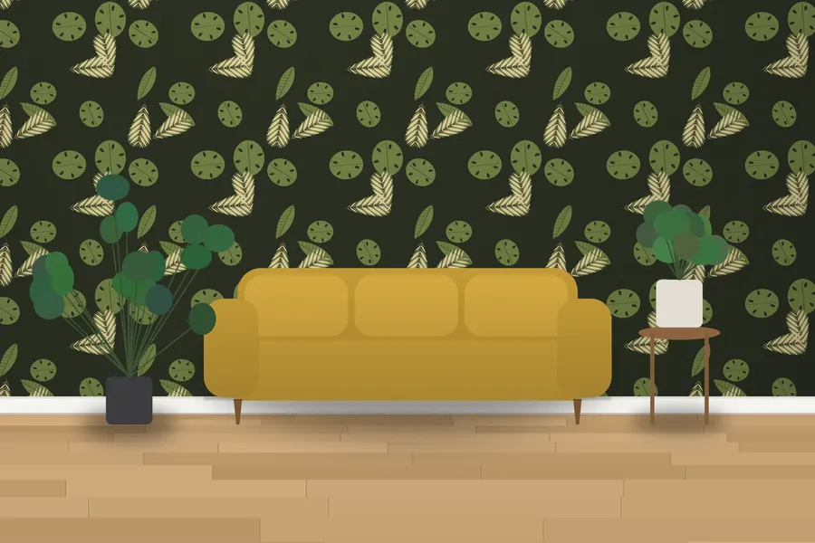 Galloway Jungle Leaf Wallpaper in a room