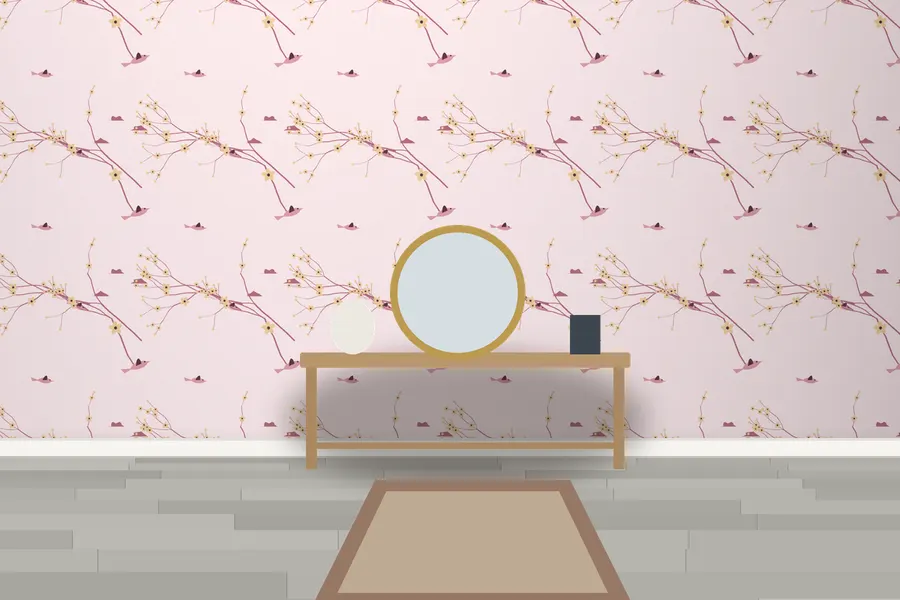 Yardley Cherry Bough Wallpaper in a room