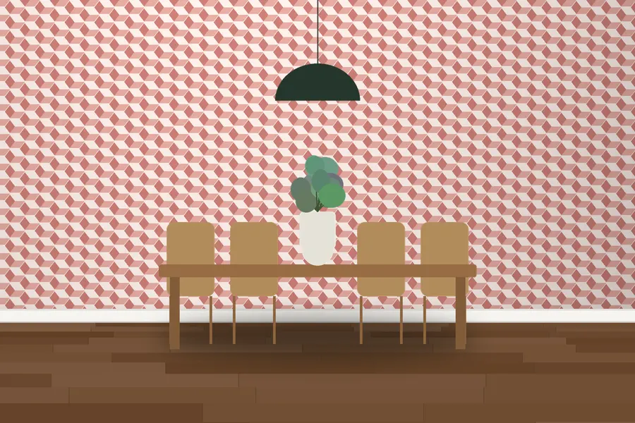 Dorrit Tumbling Block Wallpaper in a room