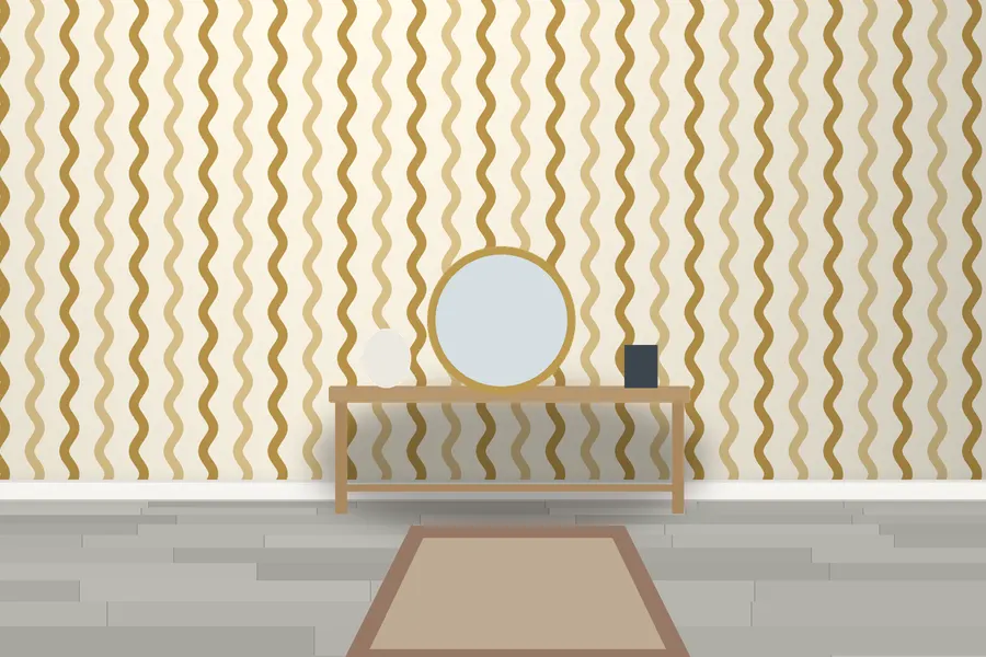 Brindle Wiggle Stripe Wallpaper in Antique Gold Ivory