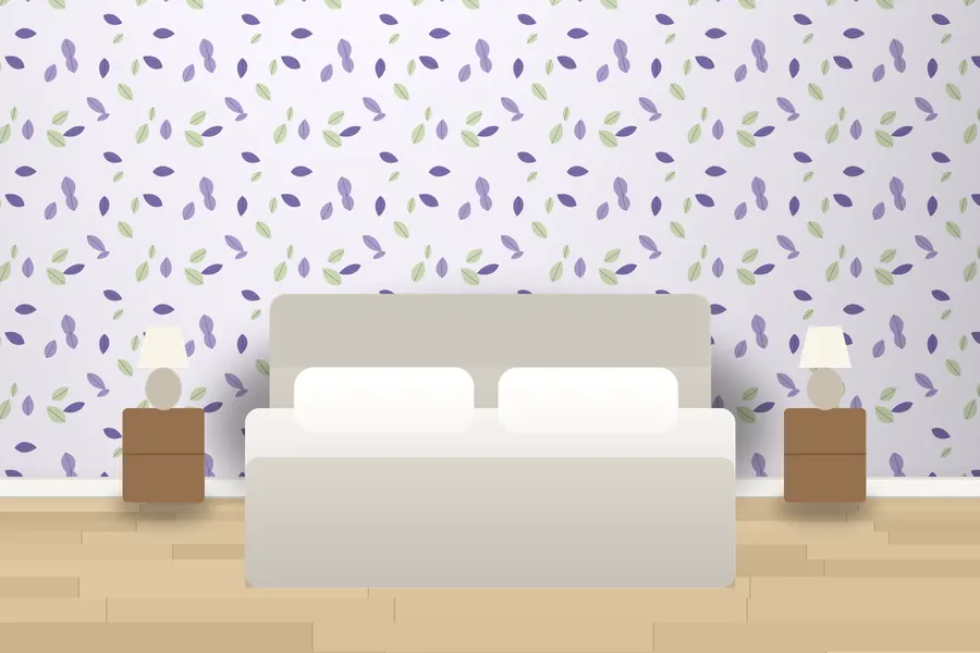 Garrick Scattered Leaf Wallpaper in a room