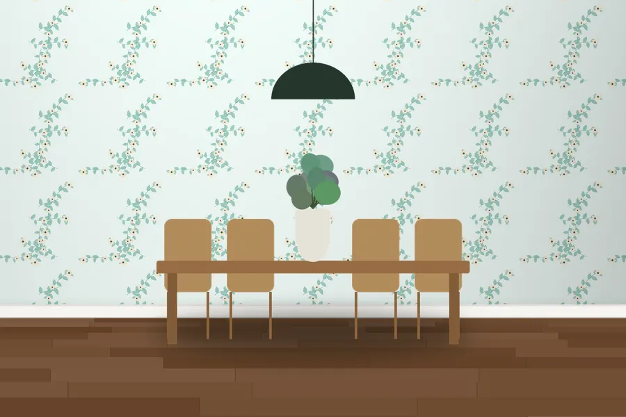 Lavender Woodland Vine Wallpaper in a room
