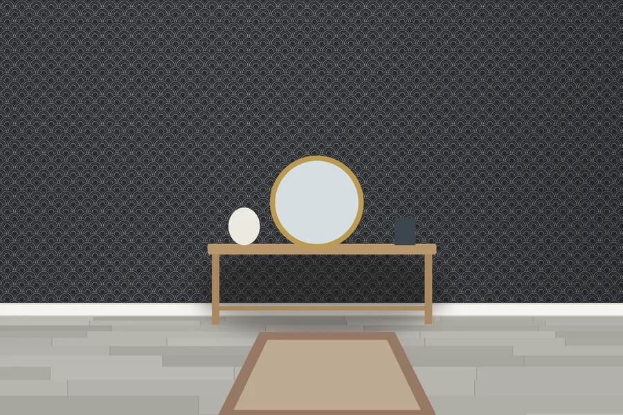 Elowen Seigaiha Wave Wallpaper in a room