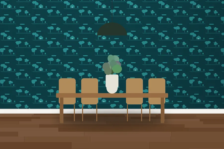 Yarrow Country Scene Wallpaper in a room