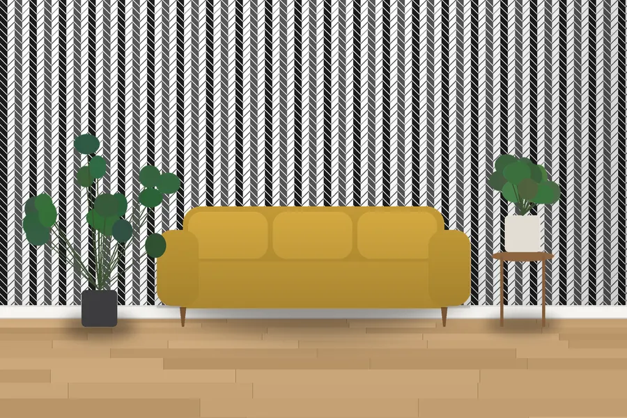 Coombe Herringbone Wallpaper in a room