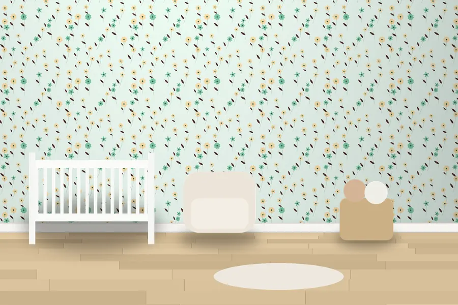 Willoughby Wild Meadow Wallpaper in Mint Choc
