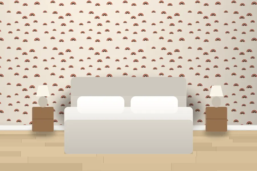 Wickham Little Rainbows Wallpaper in Brick & Bone