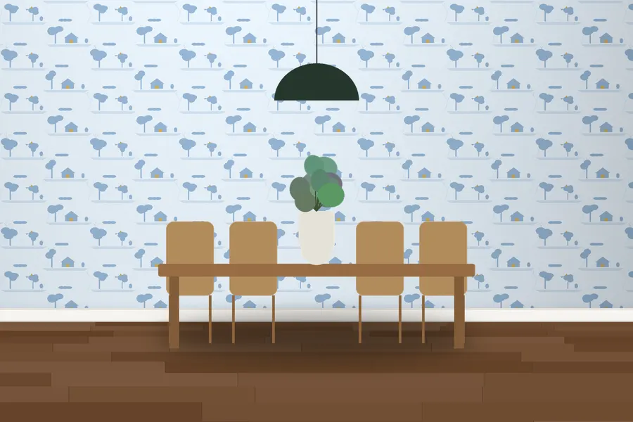 Winslow Country Scene Wallpaper in a room