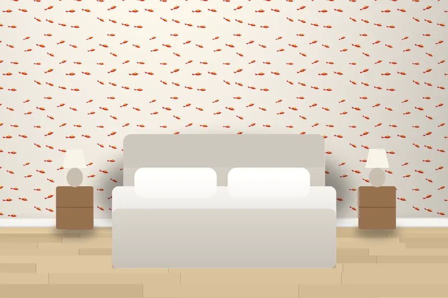 Lister Flock of Birds Wallpaper in a room