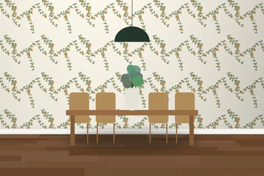 Hazel Hedgerow Wallpaper in a room
