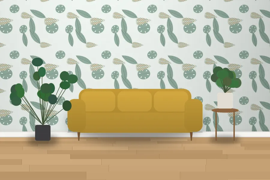 Lumley Jungle Leaf Wallpaper in a room