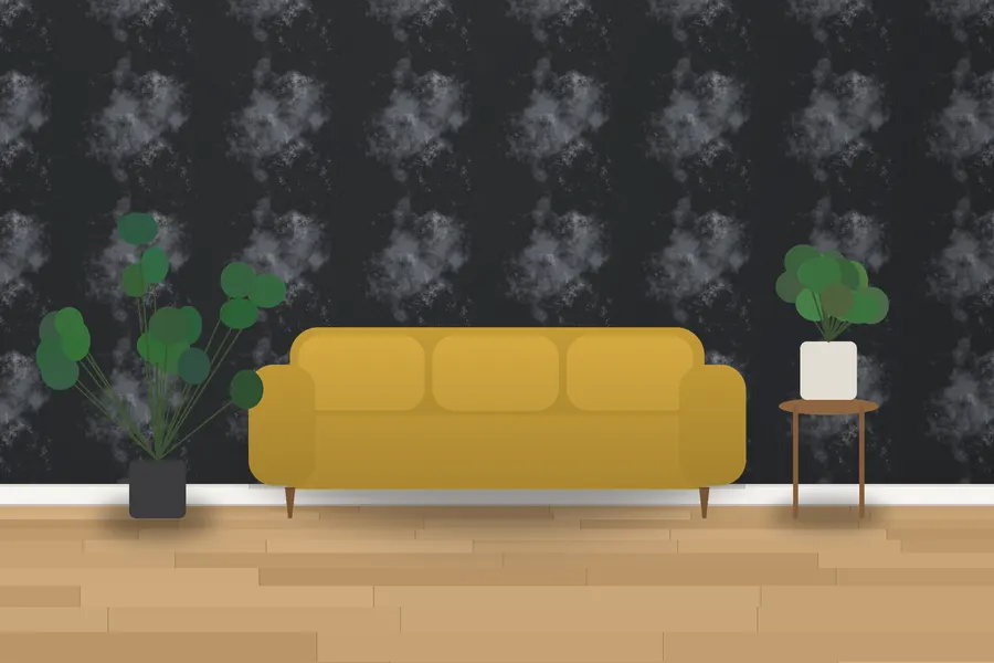 Caldwell Watercolour Wash Wallpaper in Charcoal Dusk