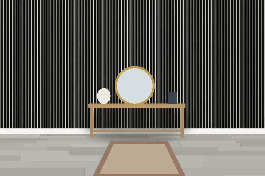 Vickers Ticking Stripe Wallpaper in a room