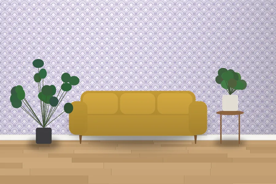 Tamsin Seigaiha Wave Wallpaper in a room