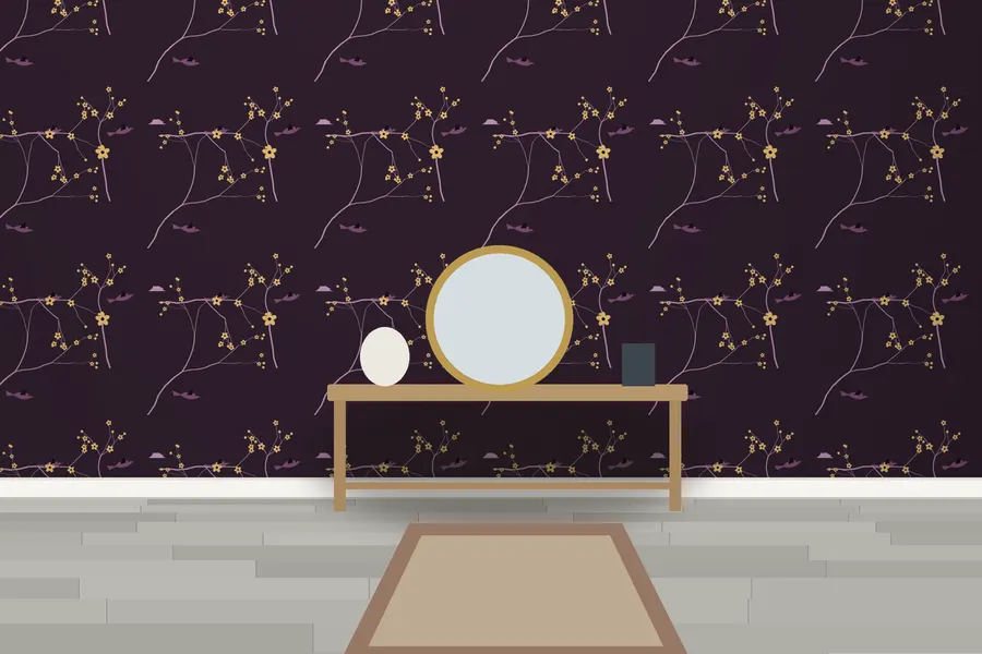 Chalice Songbird Wallpaper in Dusky Plum