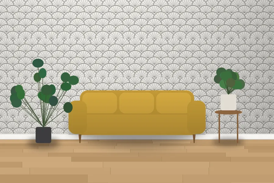 Rochford Deco Fan Wallpaper in a room
