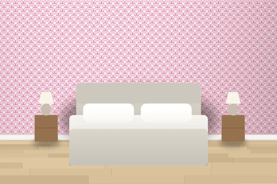 Mitford Seigaiha Wave Wallpaper in a room