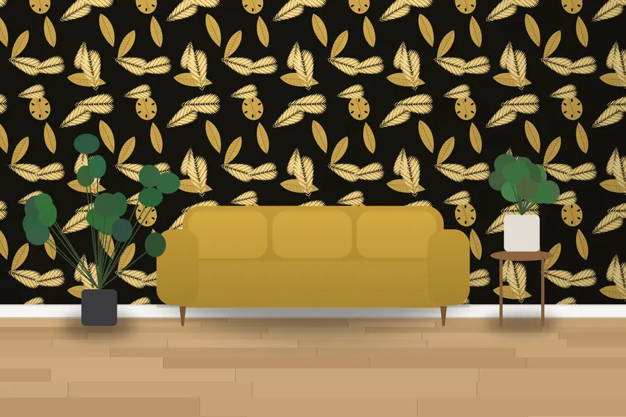 Denholm Palm Leaf Wallpaper in a room