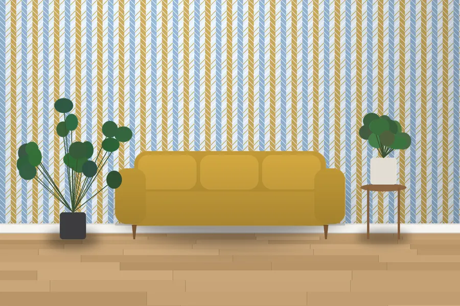 Lowry Herringbone Wallpaper in a room