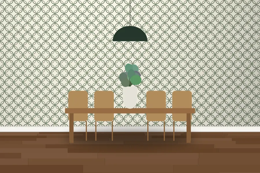 Kimble Interlocking Circle Wallpaper in a room