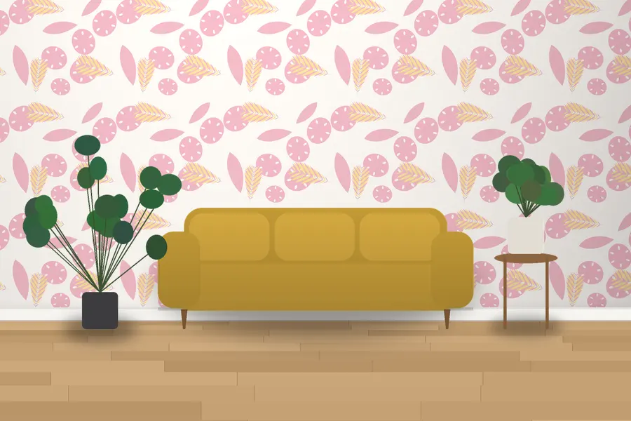 Lowry Palm Leaf Wallpaper in a room