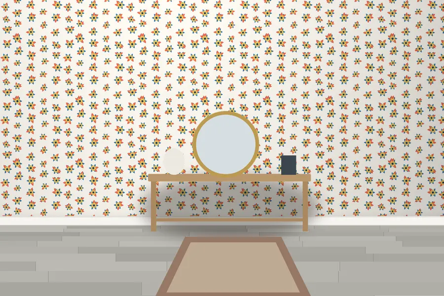 Marston Rosette Floral Wallpaper in a room