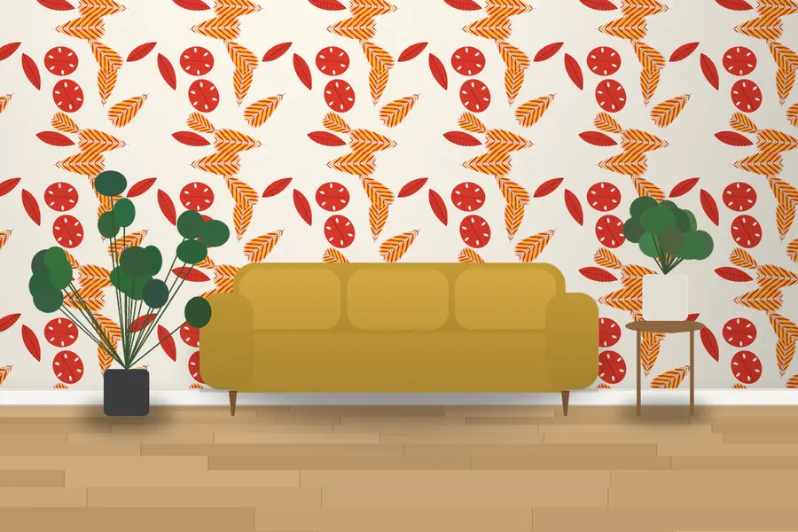 Copley Banana Leaf Wallpaper in a room