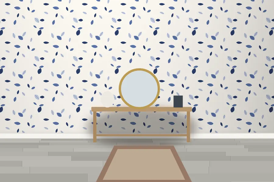Falkner Scattered Leaf Wallpaper in a room