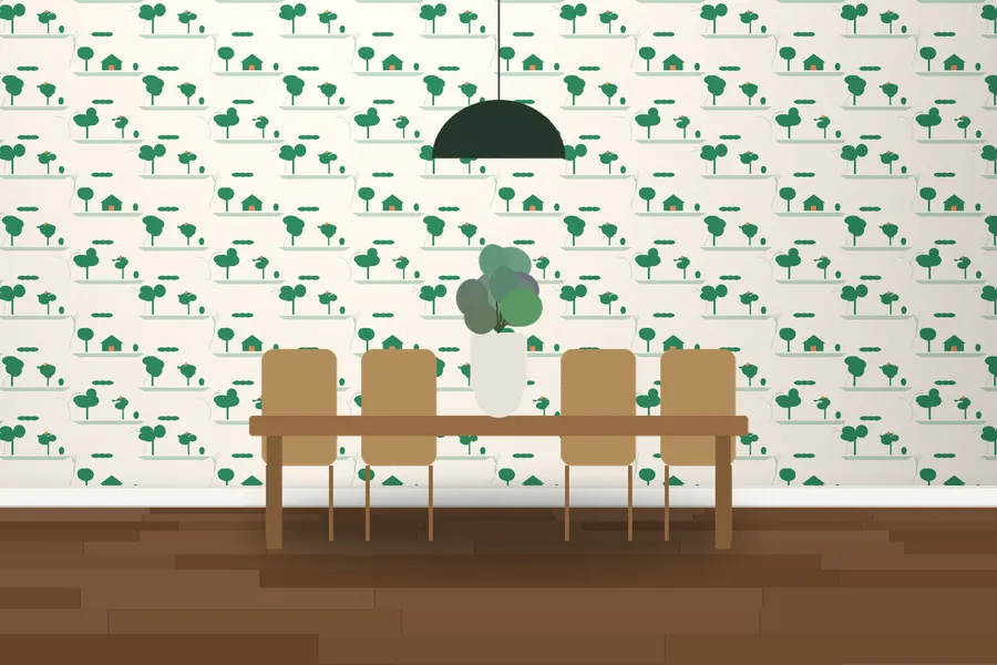 Marden Country Scene Wallpaper in a room