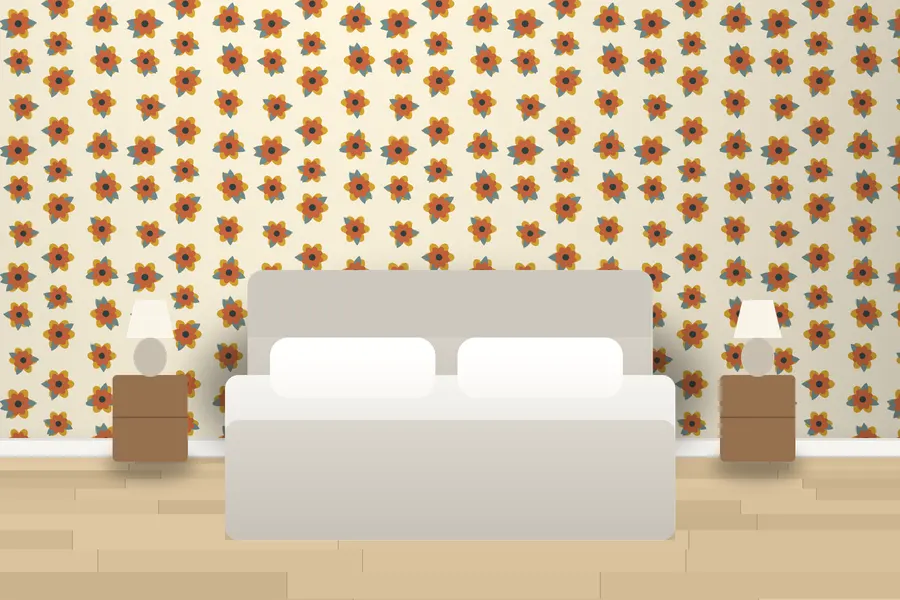 Bridger Blooms Wallpaper in Mustard Mid