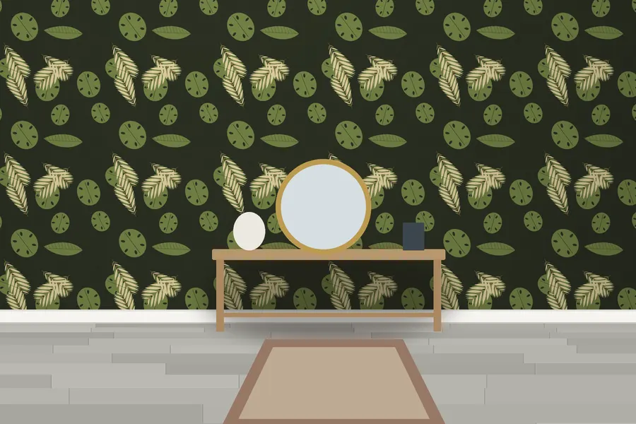 Linnet Banana Leaf Wallpaper in a room