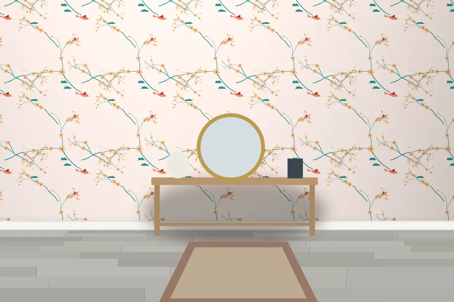 Marden Songbird Wallpaper in a room