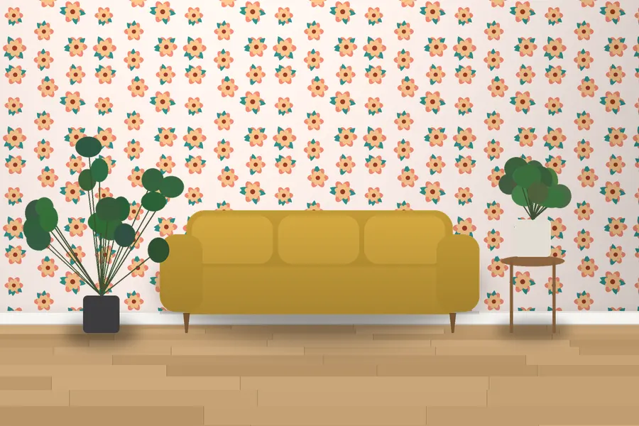 Monroe Blooms Wallpaper in a room